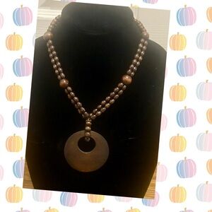 Elegant Brown Beaded wood Necklace